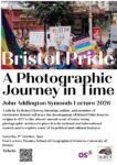 A poster with a text summary of the event under an image of a street parade with people carrying banners.