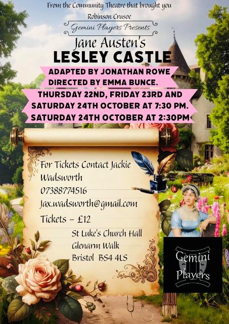 Poster with dates, venue and ticketing with a background of a summer garden.